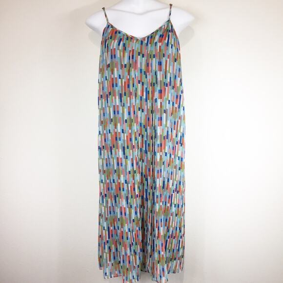 Fossil | Abstract Print Pleated Chiffon Dress Sz S - Picture 1 of 8